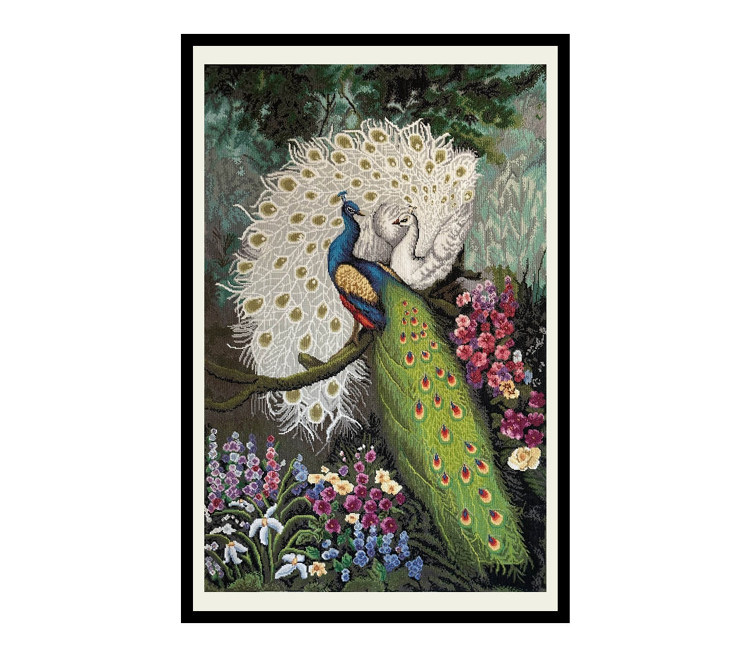 Double Peacock Cross Stitch